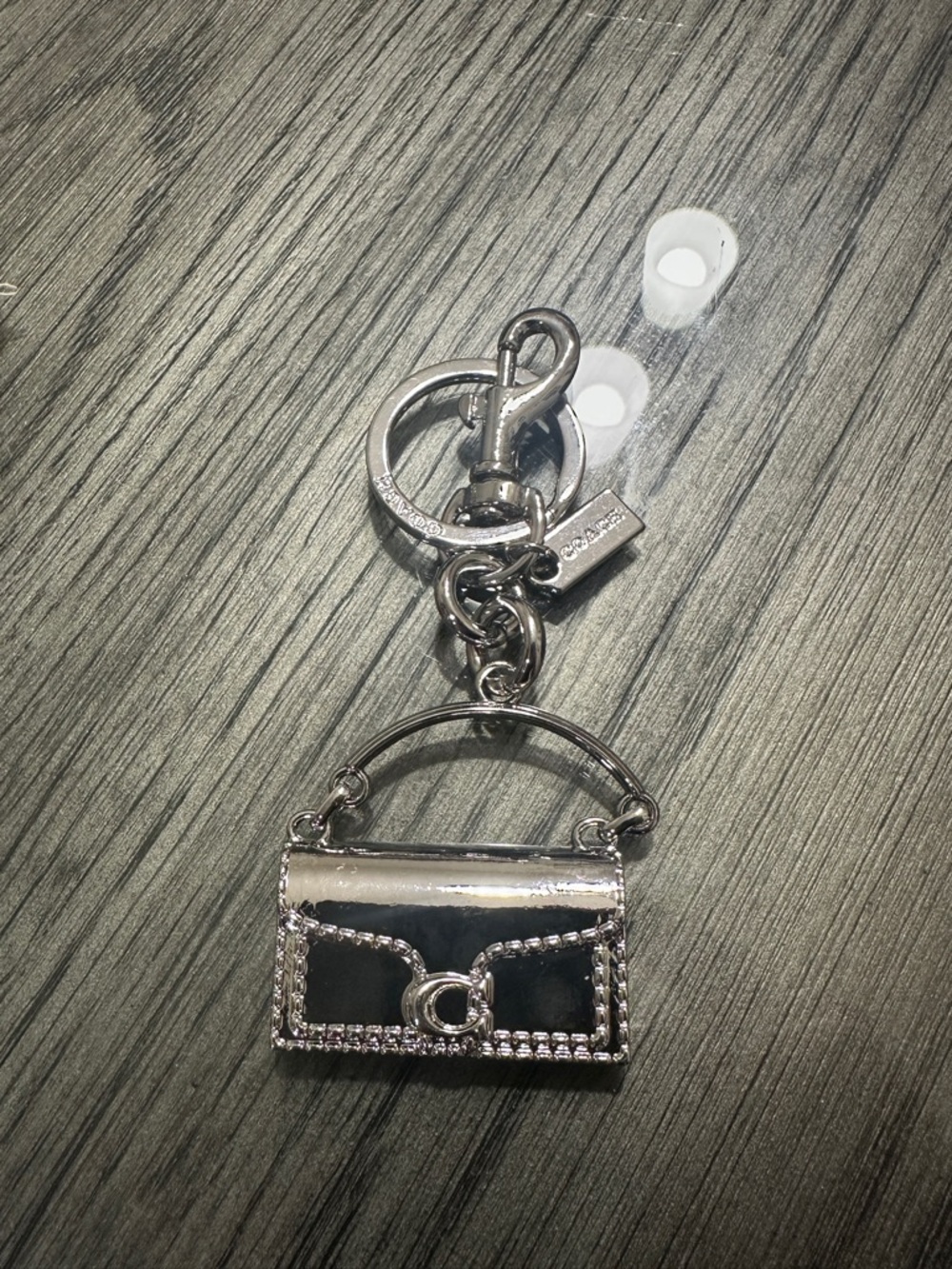 Coach Silver Tone Mini Purse Keychain